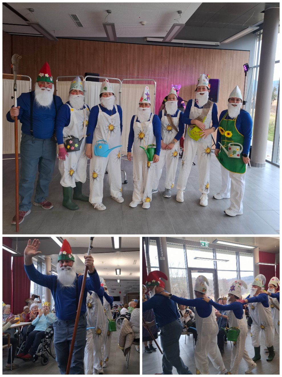 Adelheid, Adelheid, schenk' mir einen Gartenzwerg. Wir begrüßen unser Reinigungsteam, angeführt von RL Stefan Oberger, im Veranstaltungssaal.