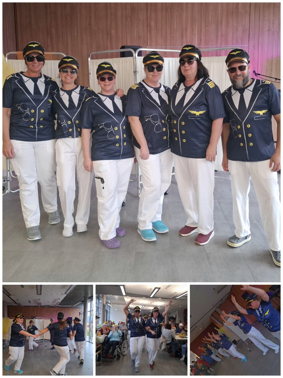 Was für ein toller Anblick! Team Sonne ist im Pilotenlook passend begleitet mit dem "Fliegerlied" im Saal eingetroffen.